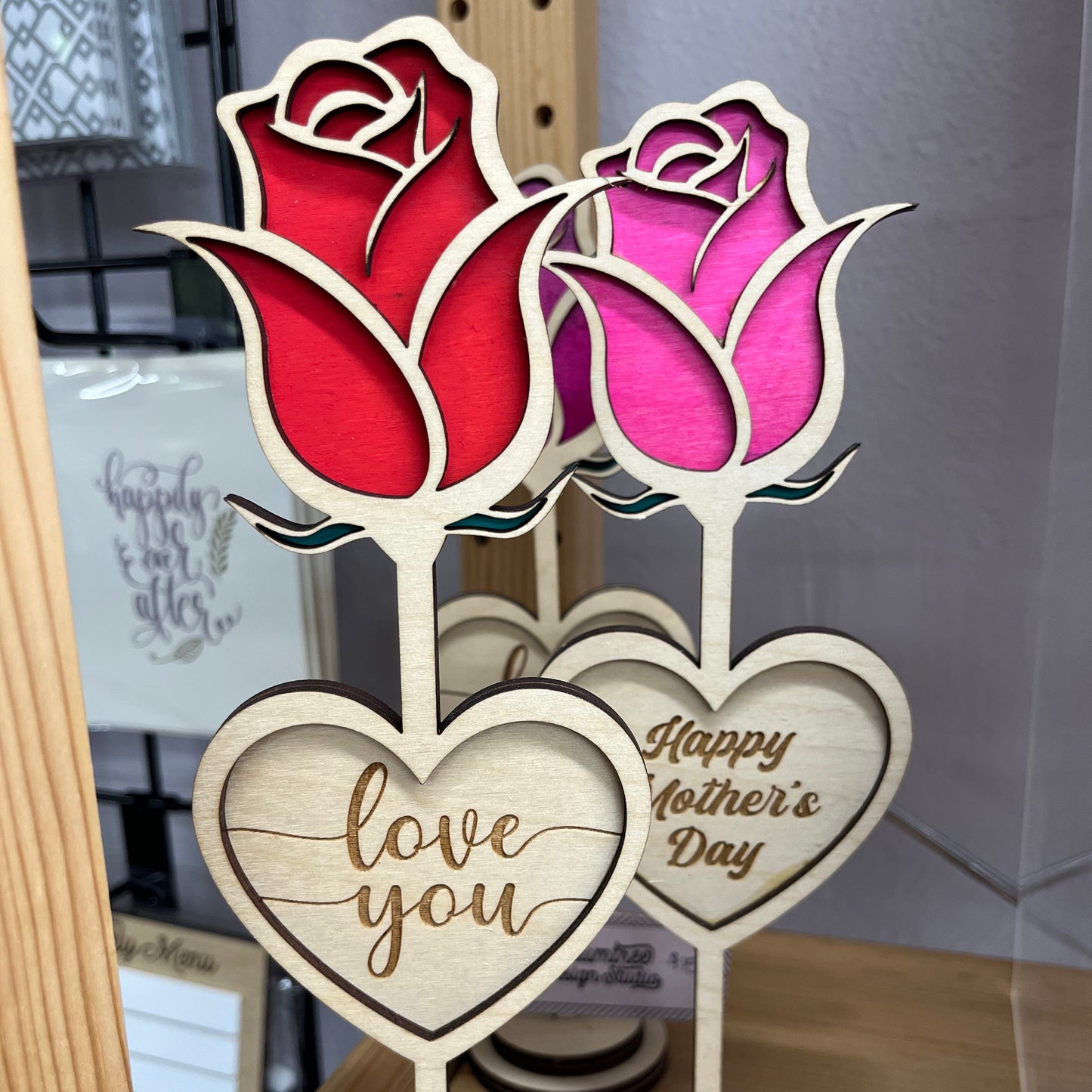 Flower with heart and stand