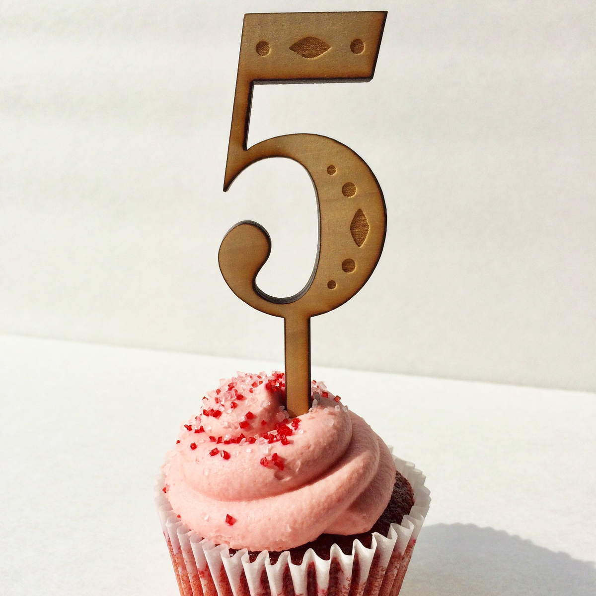 Cake Topper Wood Number with inlay