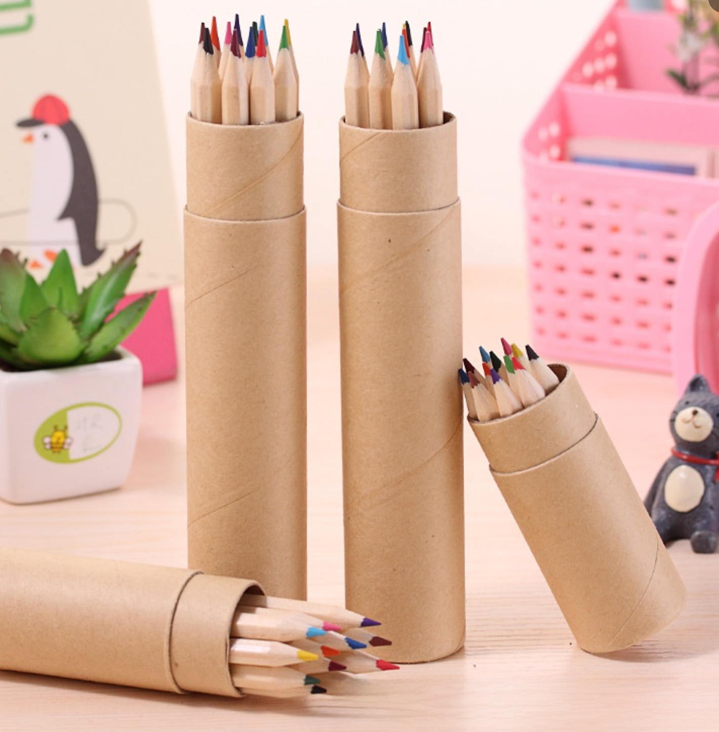Colored Pencils with Kraft Tube Container