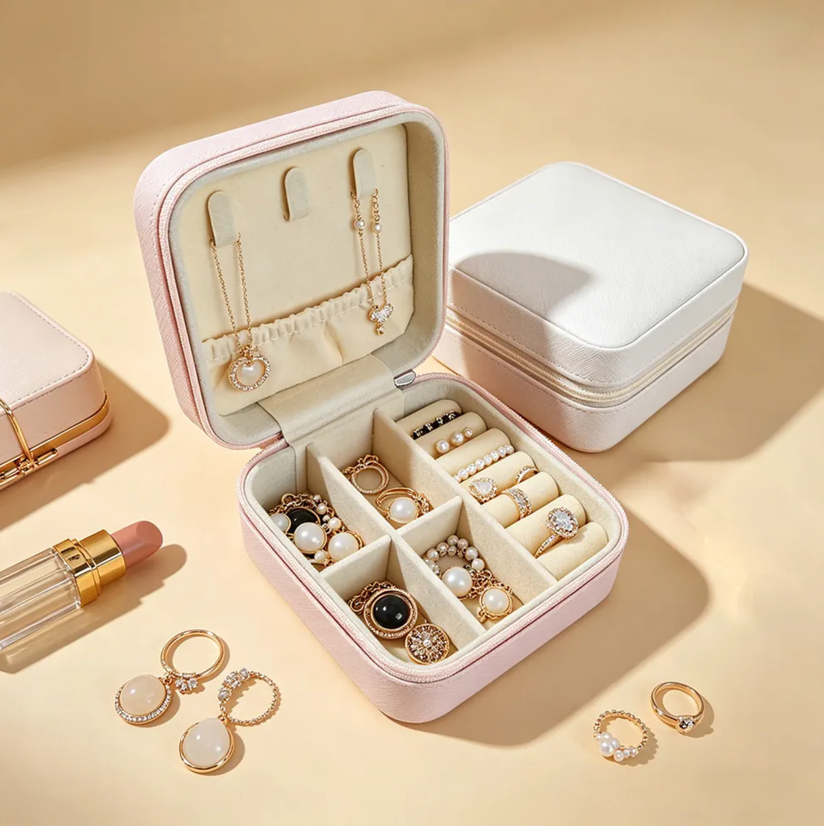 Travel Jewelry Case - Light Pink