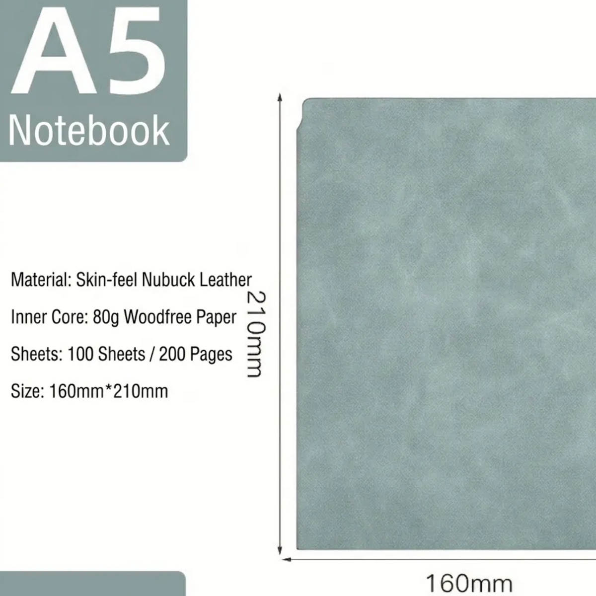 A5 Leather Notebook - Cloud Blue