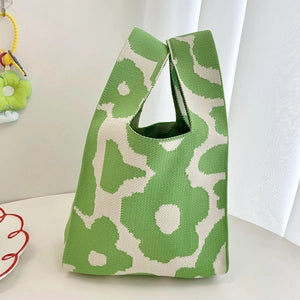 Wrist Knot Tote Bag - Green Flowers