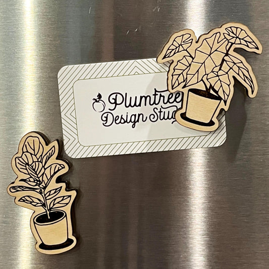 Wooden Houseplant Magnet Set (4)