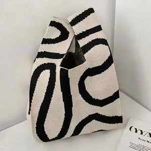 Wrist Knot Tote Bag - Black Lined
