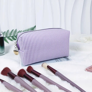 Cosmetic Bag with zipper - Lined Purple