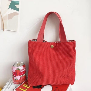 Mini Corduroy Handbag - Red