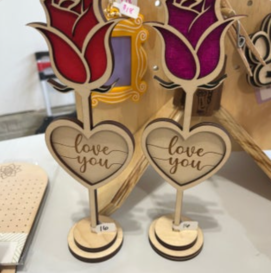 Flower with heart and stand