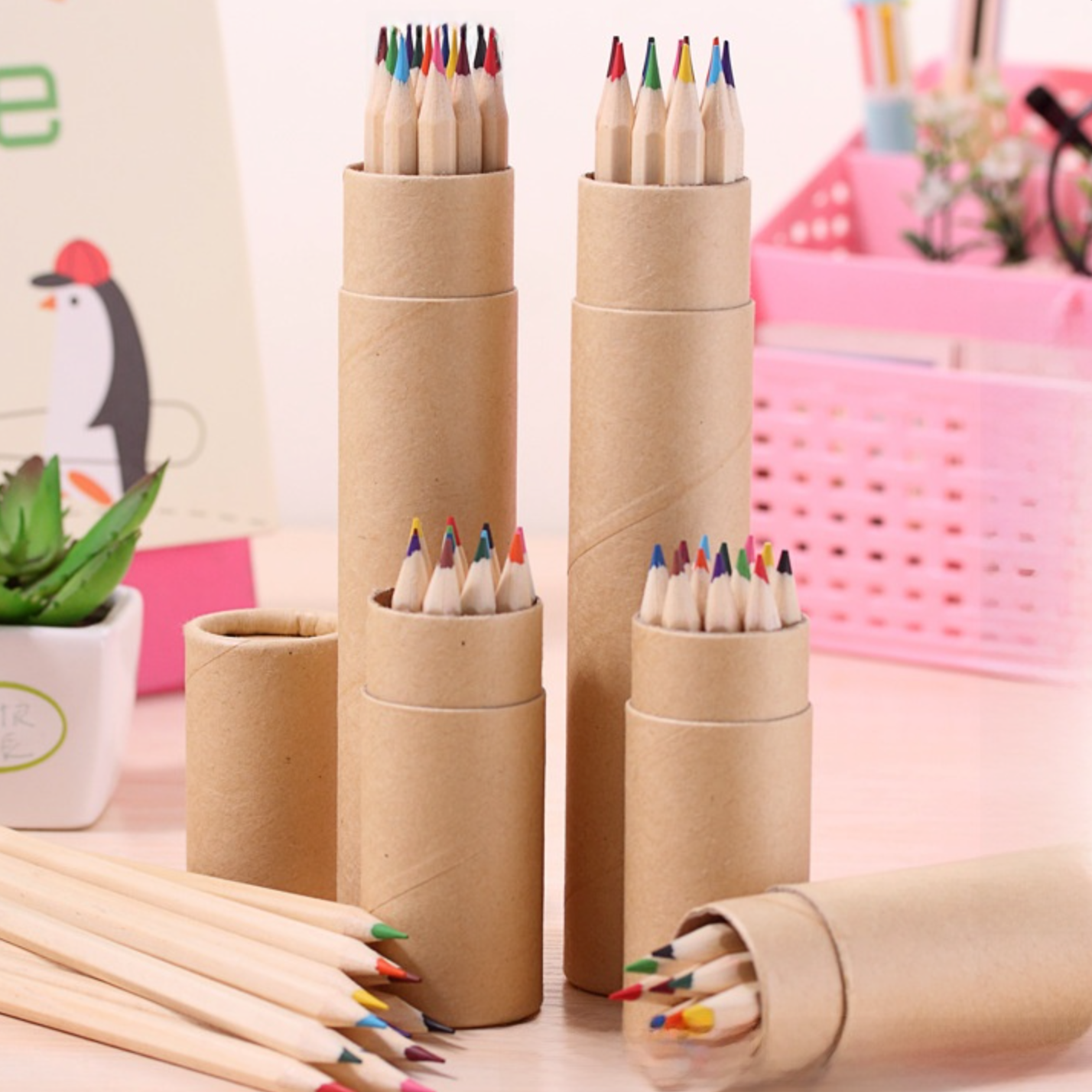 Colored Pencils with Kraft Tube Container