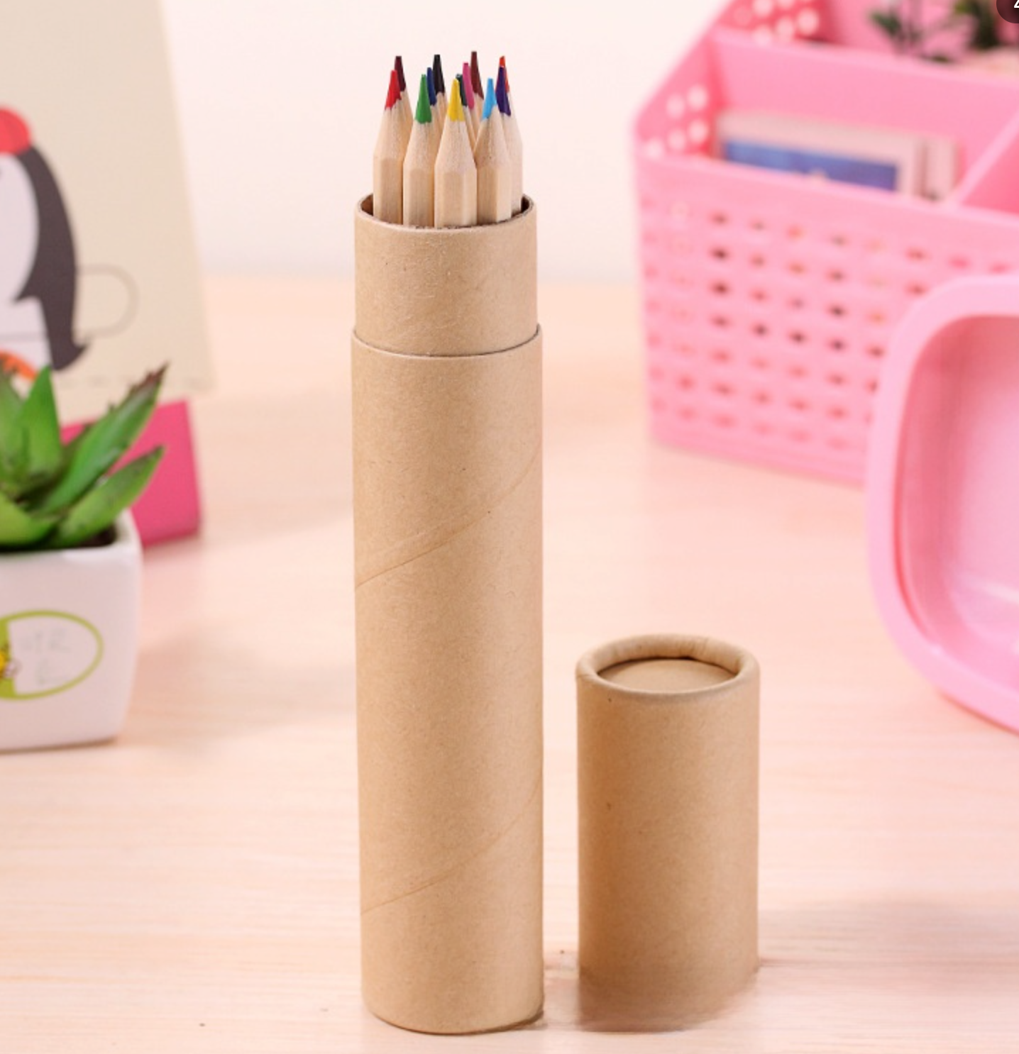 Colored Pencils with Kraft Tube Container