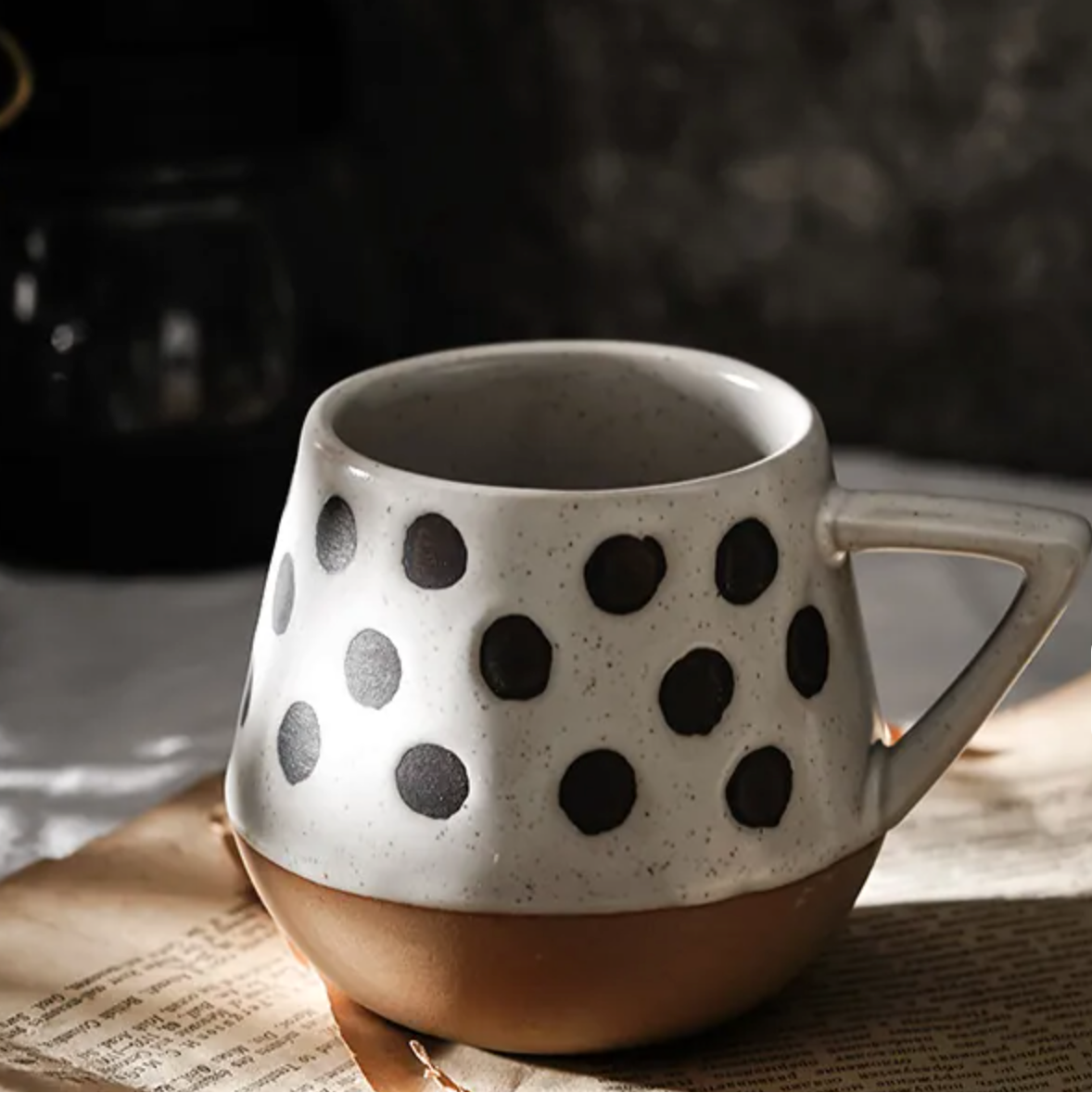 Retro Stoneware Ceramic Mug - Dots