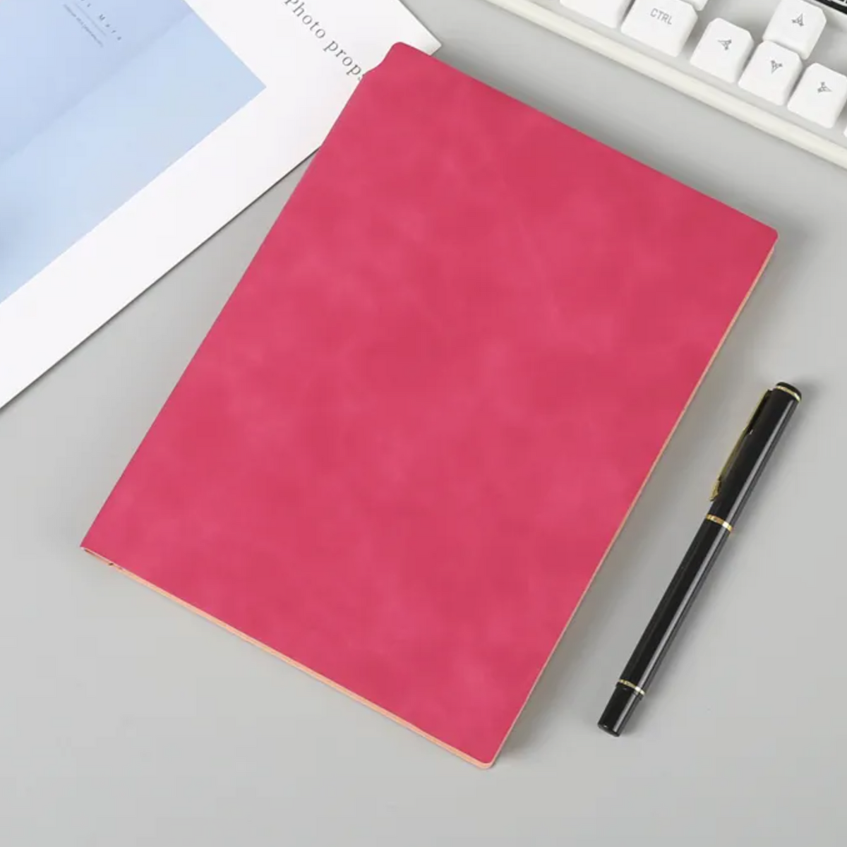 A5 Leather Notebook - Hot Pink