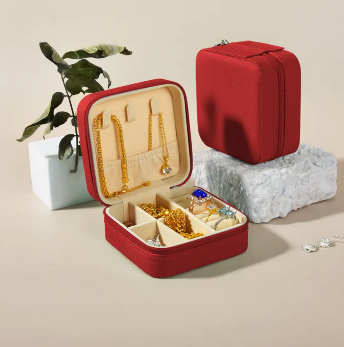 Travel Jewelry Case - Red