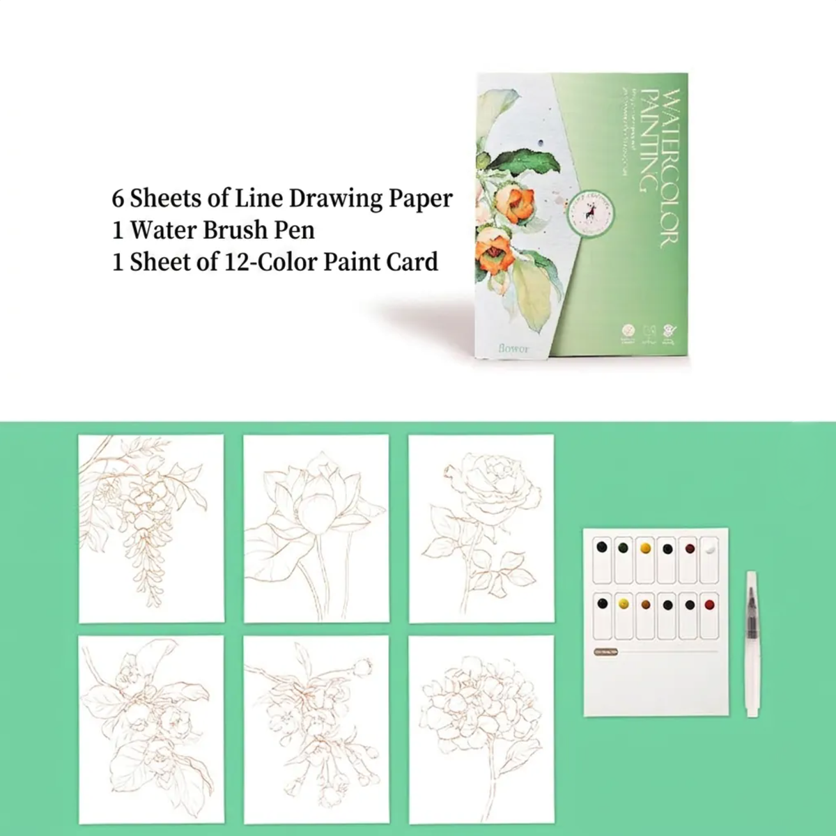 DIY watercolor painting sheet - floral