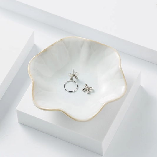 Lotus Leaf Shape Dish White Gray