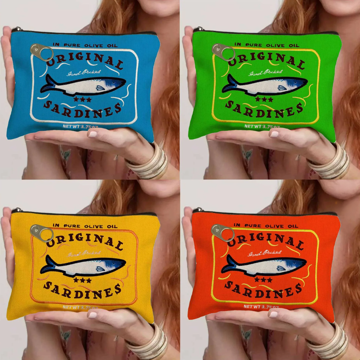 Vintage Sardine Can Canvas Pencil Bag