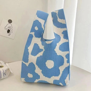 Wrist Knot Tote Bag - Blue Flower