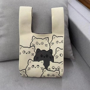 Wrist Knot Tote Bag - Gray Cat