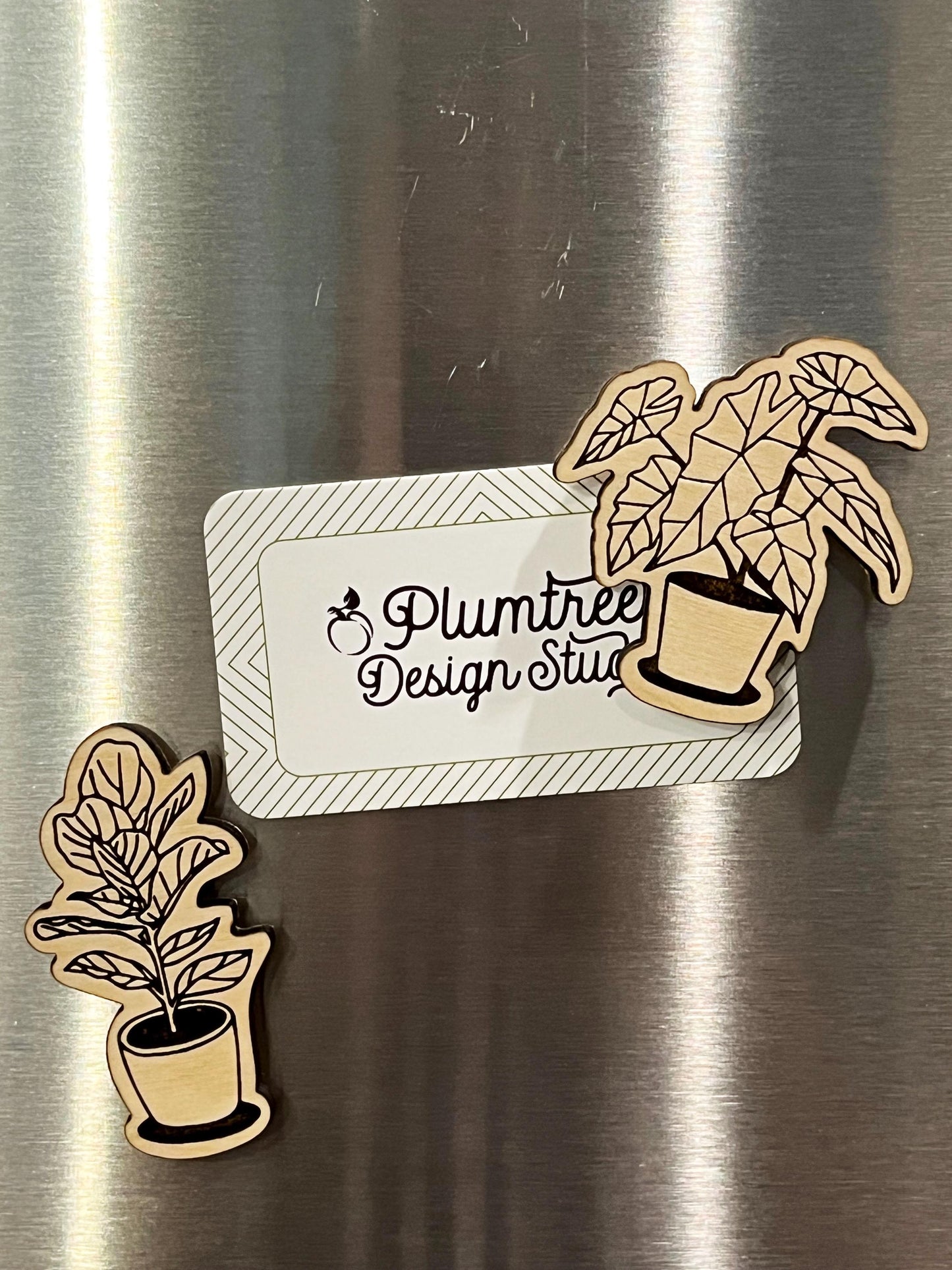 Wooden Houseplant Magnet Set (4)